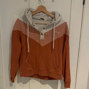 Roxy Orange and Cream hooded Sweater